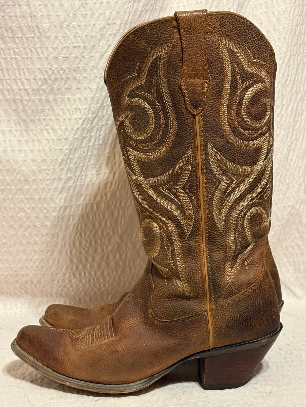 Durango Crush Brown Embroidered Leather Western Cowboy Boots Women’s Size 9